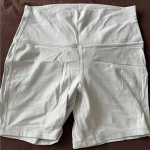 Lululemon Align White Shimmer Ribbed Shorts